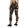 Gold Rose Floral Women's Leggings-grizzshop