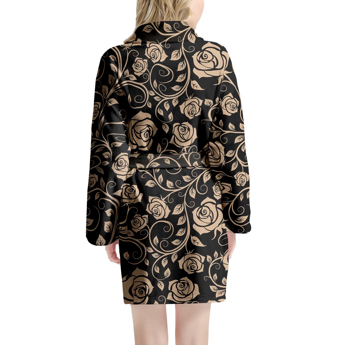 Gold Rose Floral Women's Robe-grizzshop