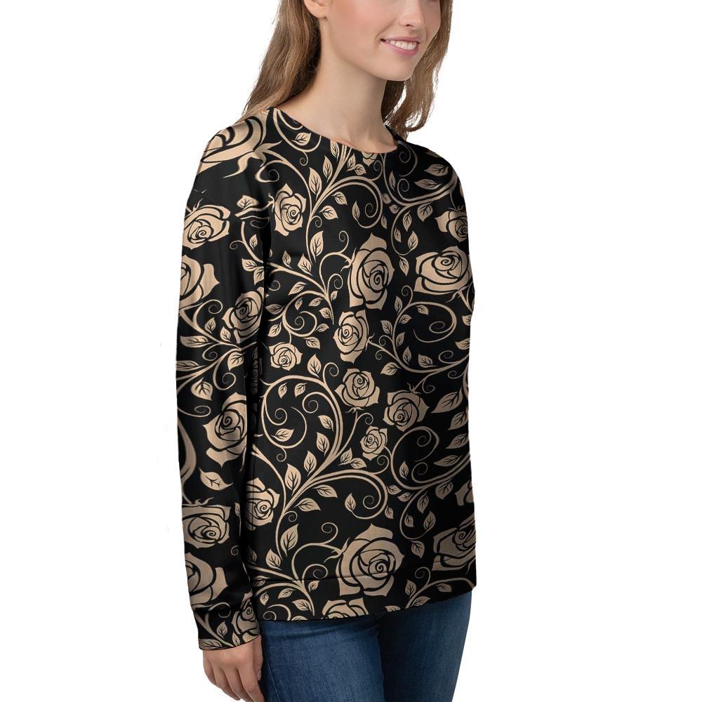 Gold Rose Floral Women's Sweatshirt-grizzshop