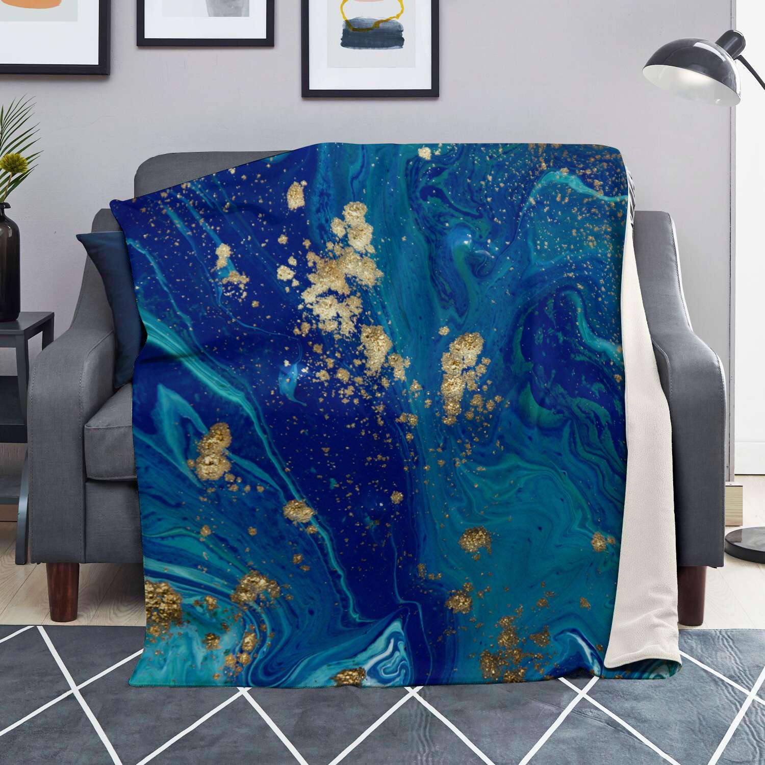 Gold Sapphire Marble Blanket-grizzshop