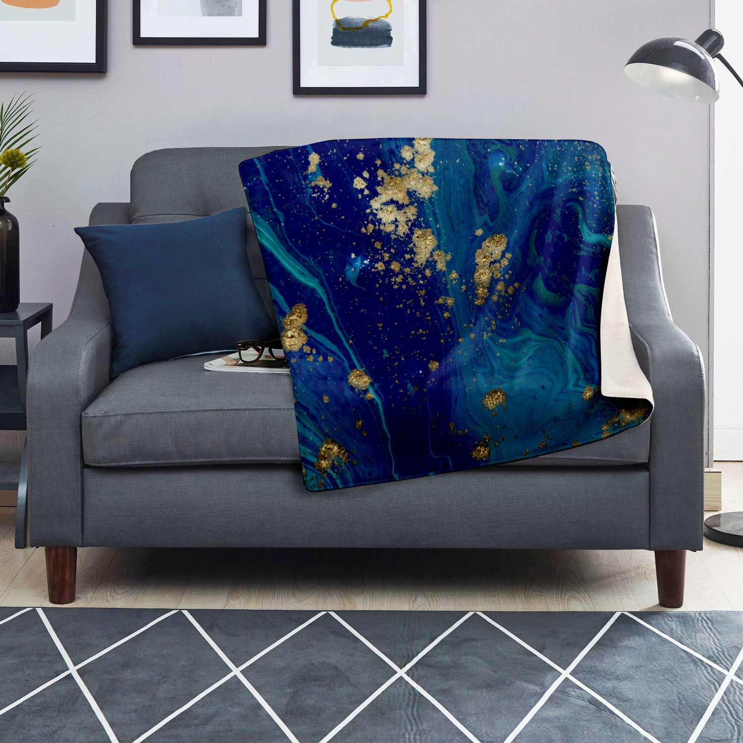 Gold Sapphire Marble Blanket-grizzshop