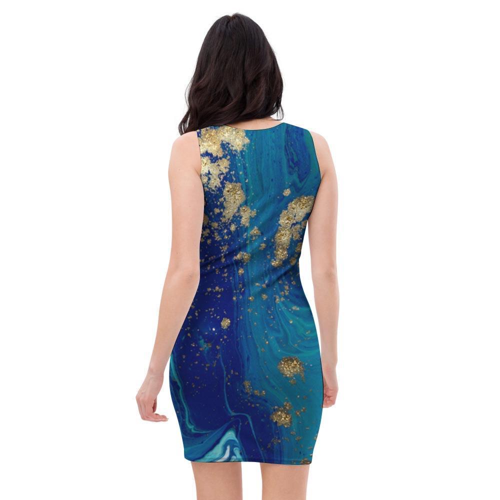 Gold Sapphire Marble Bodycon Dress-grizzshop