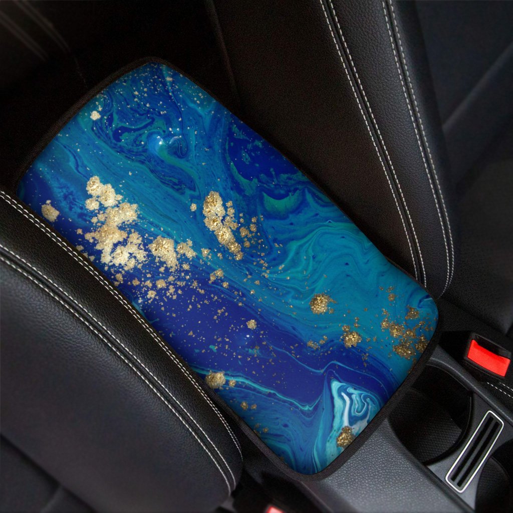Gold Sapphire Marble Car Console Cover-grizzshop