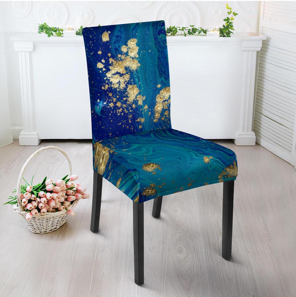 Gold Sapphire Marble Chair Cover-grizzshop