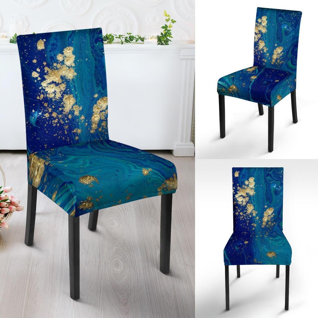 Gold Sapphire Marble Chair Cover-grizzshop