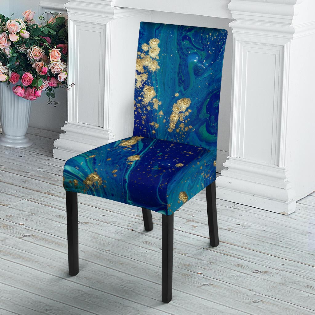 Gold Sapphire Marble Chair Cover-grizzshop