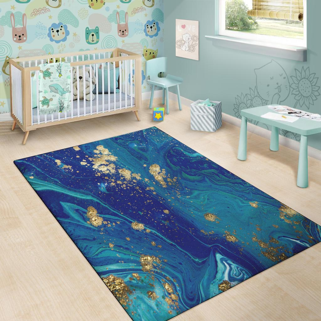 Gold Sapphire Marble Floor Mat-grizzshop