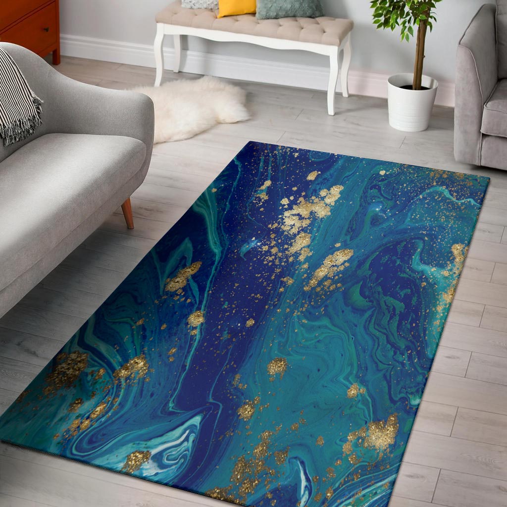 Gold Sapphire Marble Floor Mat-grizzshop