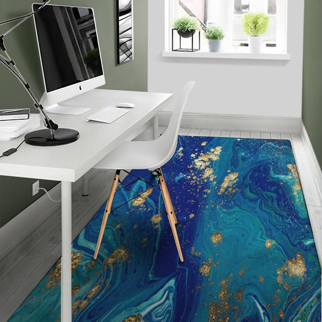 Gold Sapphire Marble Floor Mat-grizzshop