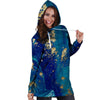 Gold Sapphire Marble Hoodie Dress-grizzshop