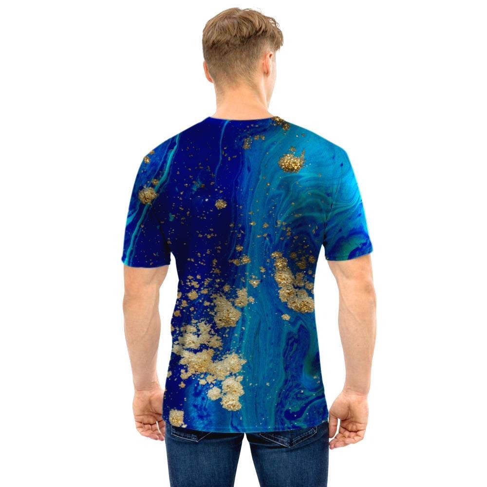 Gold Sapphire Marble Men T Shirt-grizzshop