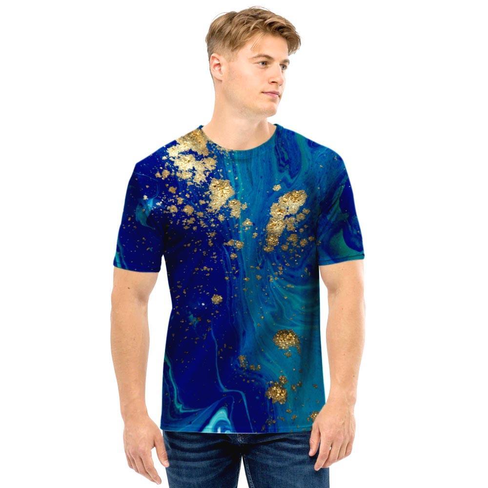 Gold Sapphire Marble Men T Shirt-grizzshop