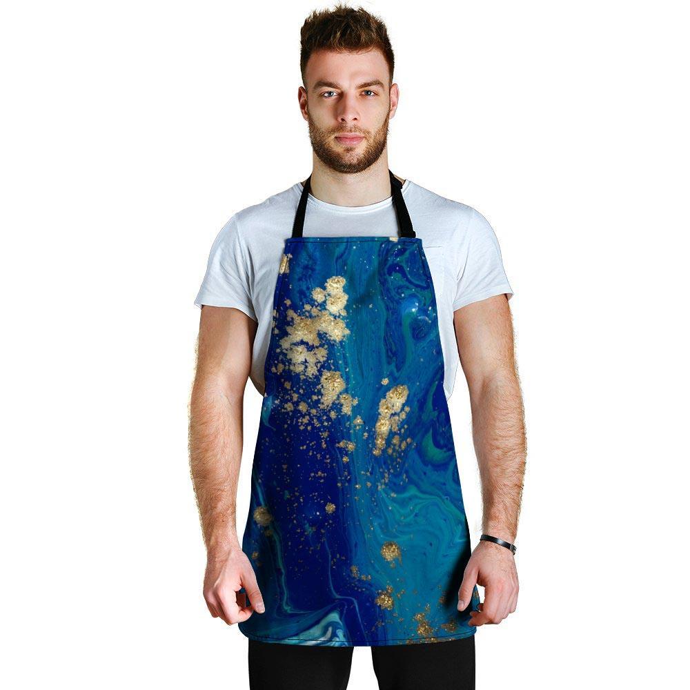 Gold Sapphire Marble Men's Apron-grizzshop