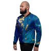 Gold Sapphire Marble Men's Bomber Jacket-grizzshop