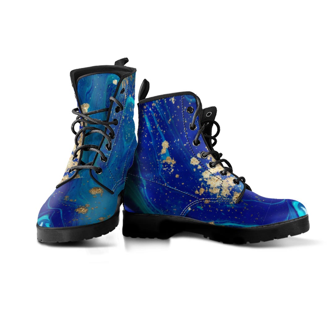 Gold Sapphire Marble Men's Boots-grizzshop