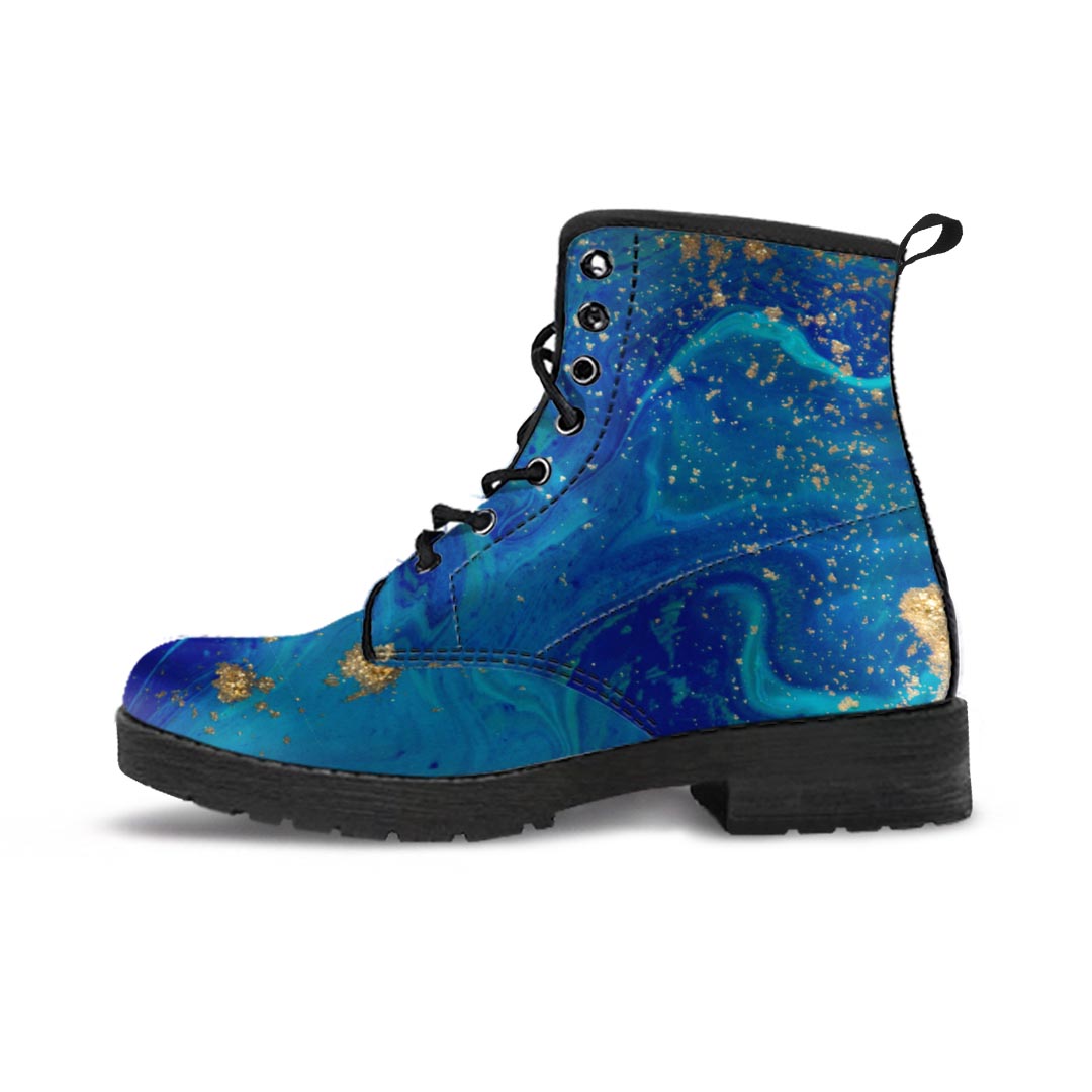 Gold Sapphire Marble Men's Boots-grizzshop