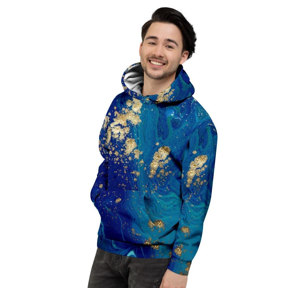 Gold Sapphire Marble Men's Hoodie-grizzshop