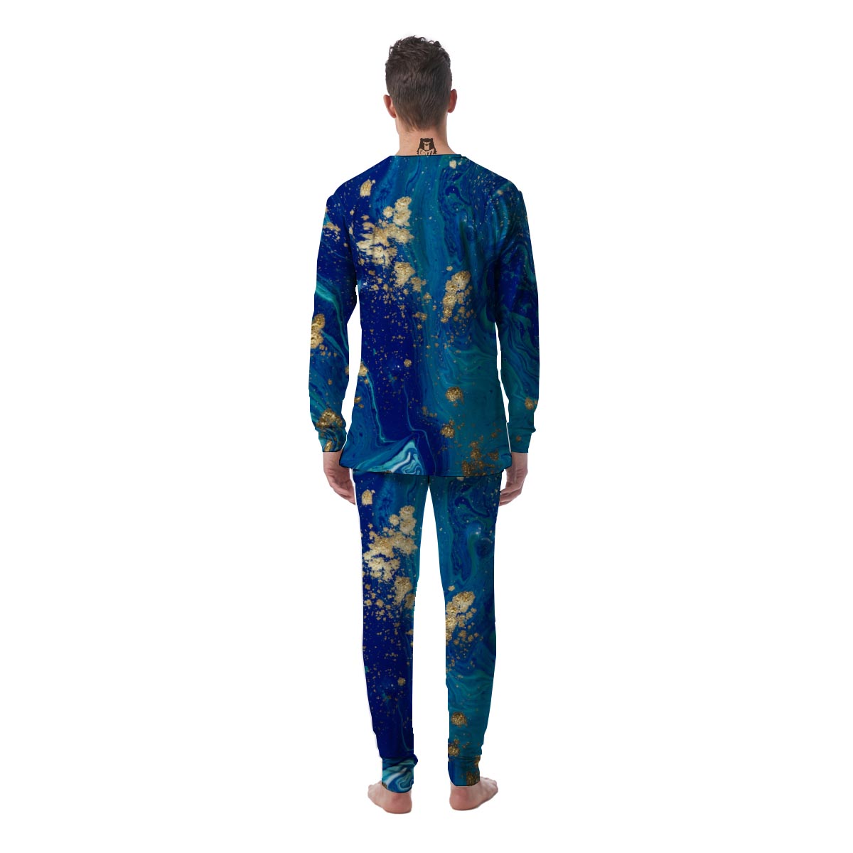 Gold Sapphire Marble Men's Pajamas-grizzshop