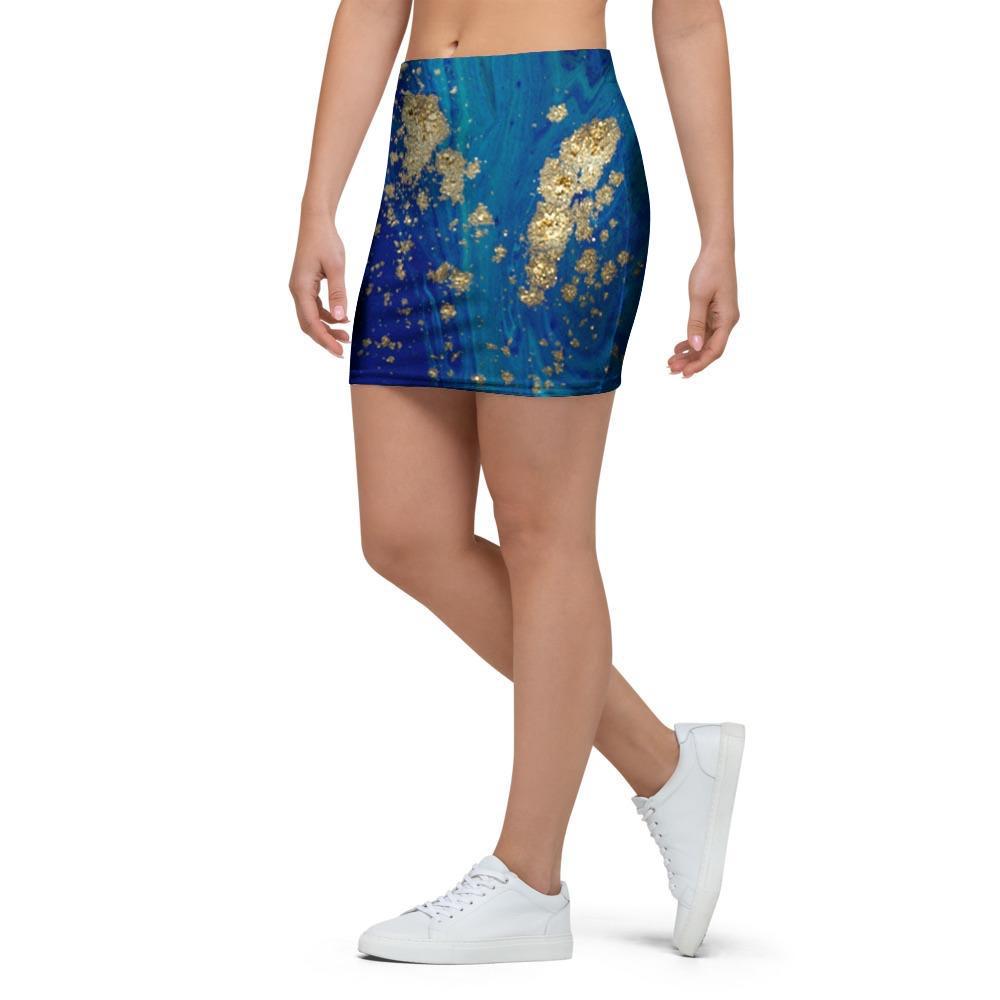 Gold Sapphire Marble Mini Skirt-grizzshop