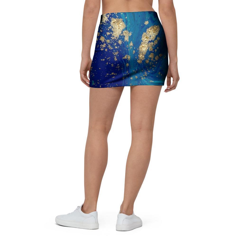 Gold Sapphire Marble Mini Skirt-grizzshop