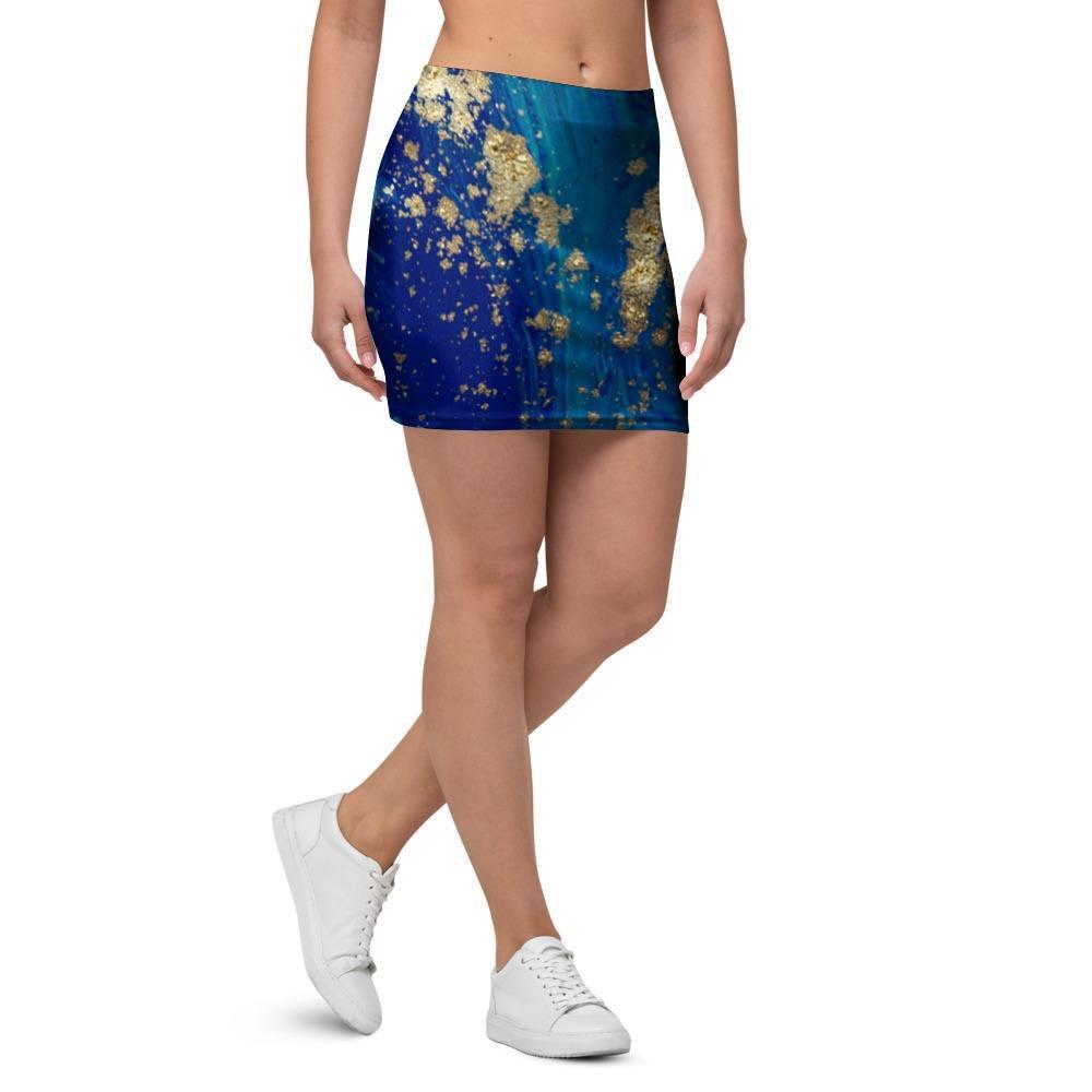 Gold Sapphire Marble Mini Skirt-grizzshop