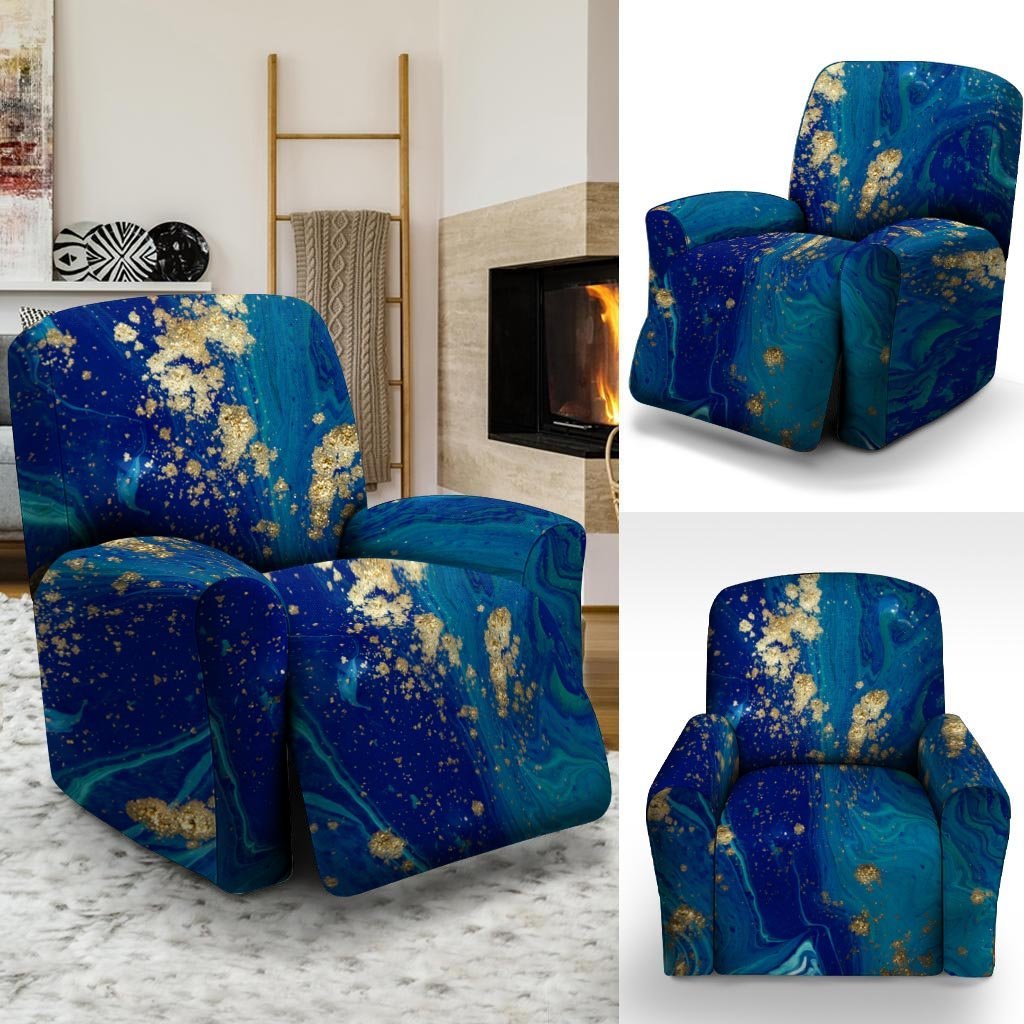 Gold Sapphire Marble Recliner Cover-grizzshop