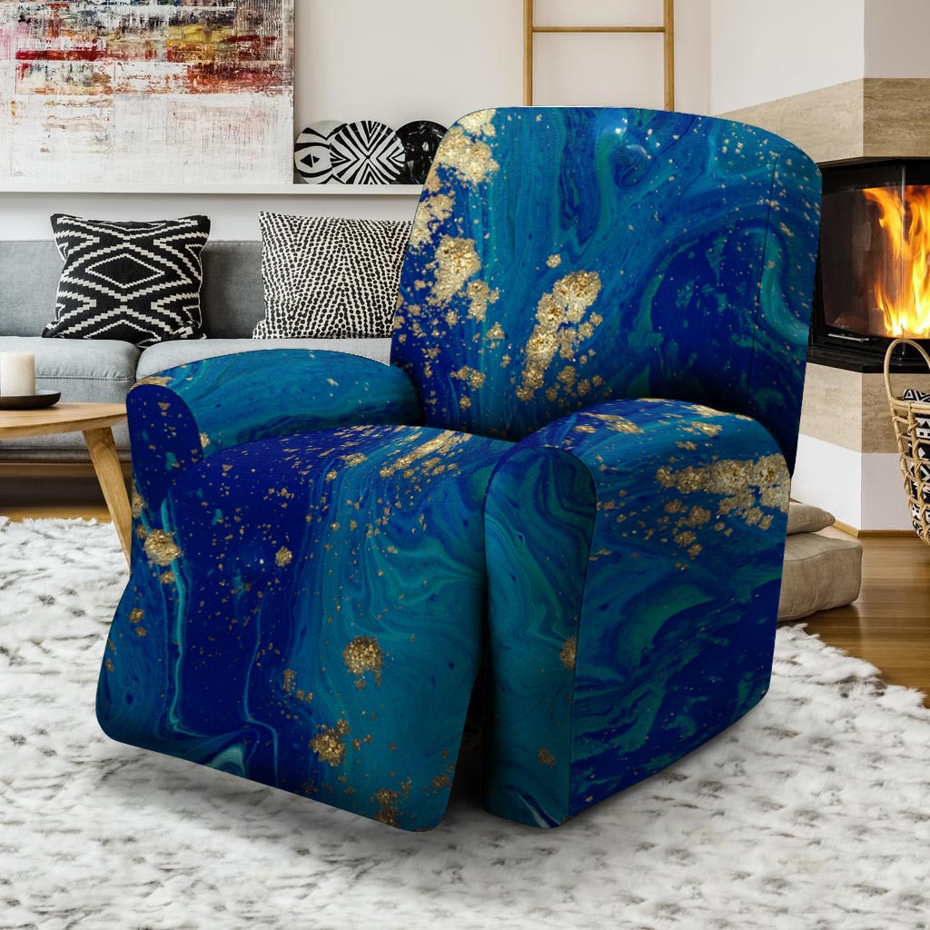 Gold Sapphire Marble Recliner Cover-grizzshop