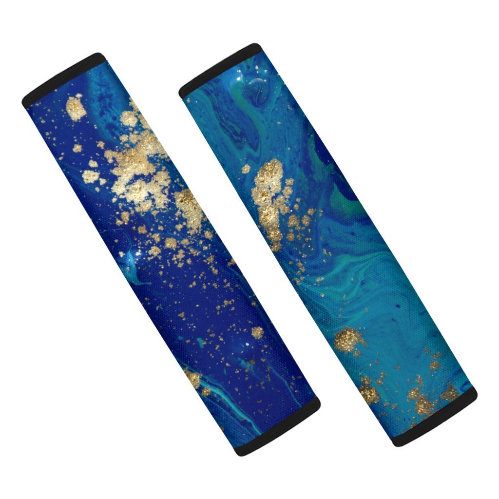 Gold Sapphire Marble Seat Belt Cover-grizzshop