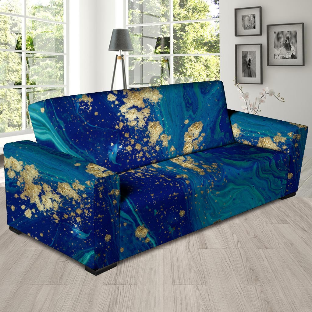 Gold Sapphire Marble Sofa Cover-grizzshop