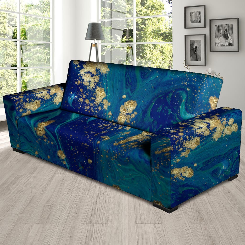 Gold Sapphire Marble Sofa Cover-grizzshop