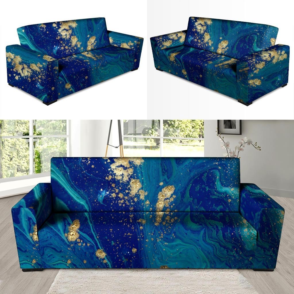 Gold Sapphire Marble Sofa Cover-grizzshop