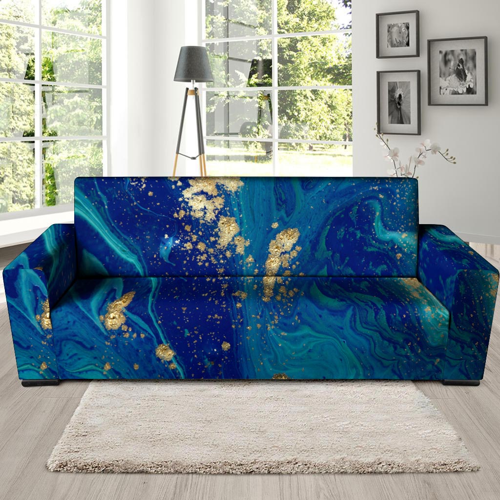 Gold Sapphire Marble Sofa Cover-grizzshop