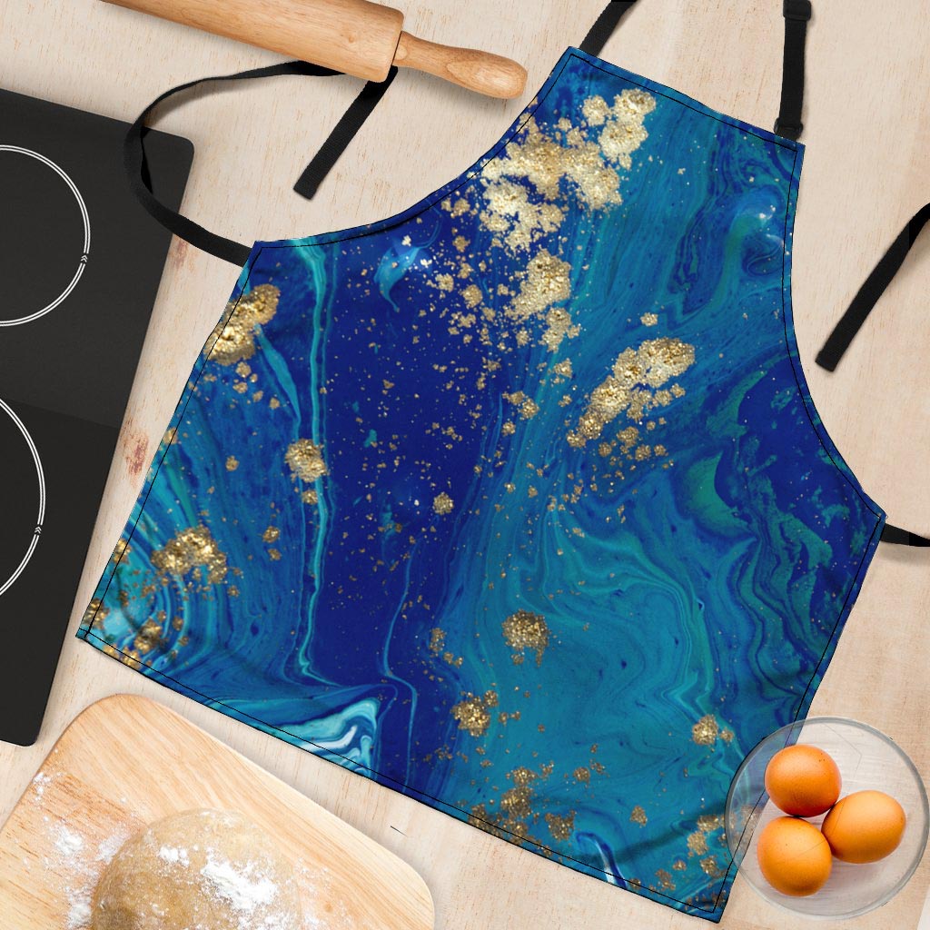 Gold Sapphire Marble Women's Apron-grizzshop