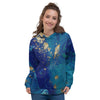 Gold Sapphire Marble Women's Hoodie-grizzshop