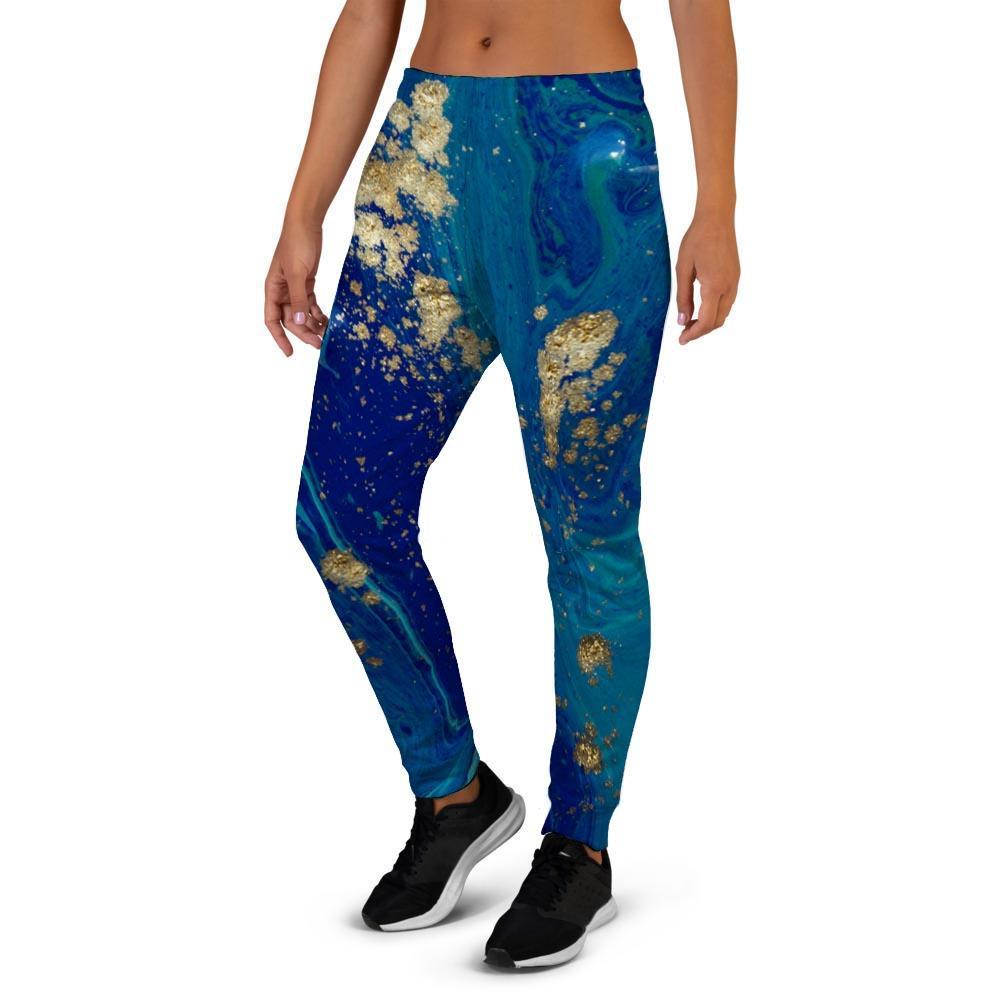 Gold Sapphire Marble Women's Joggers-grizzshop