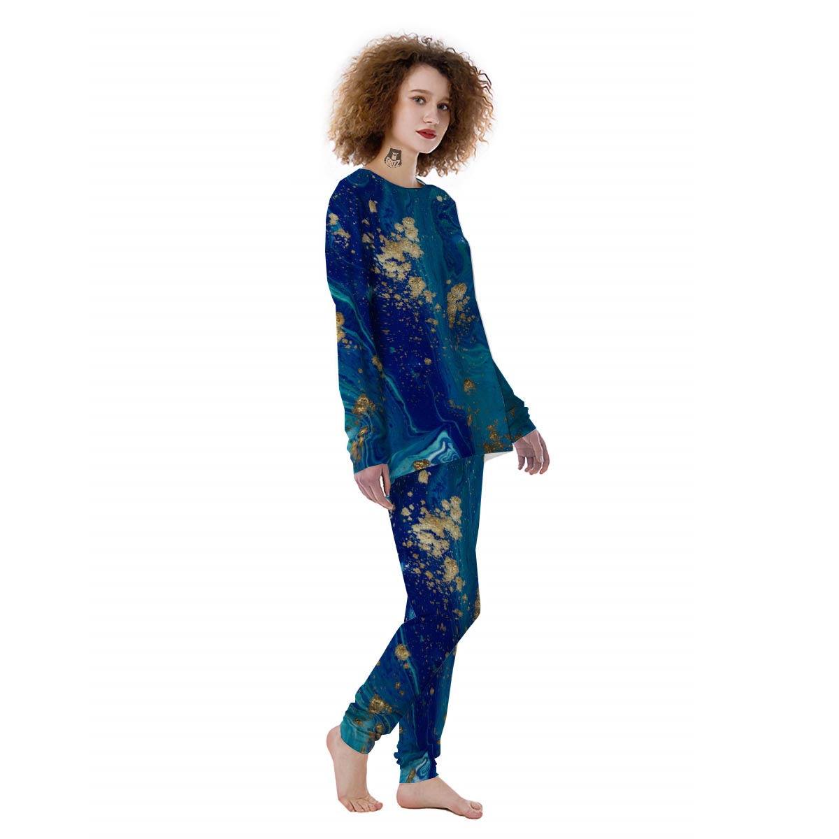 Gold Sapphire Marble Women's Pajamas-grizzshop