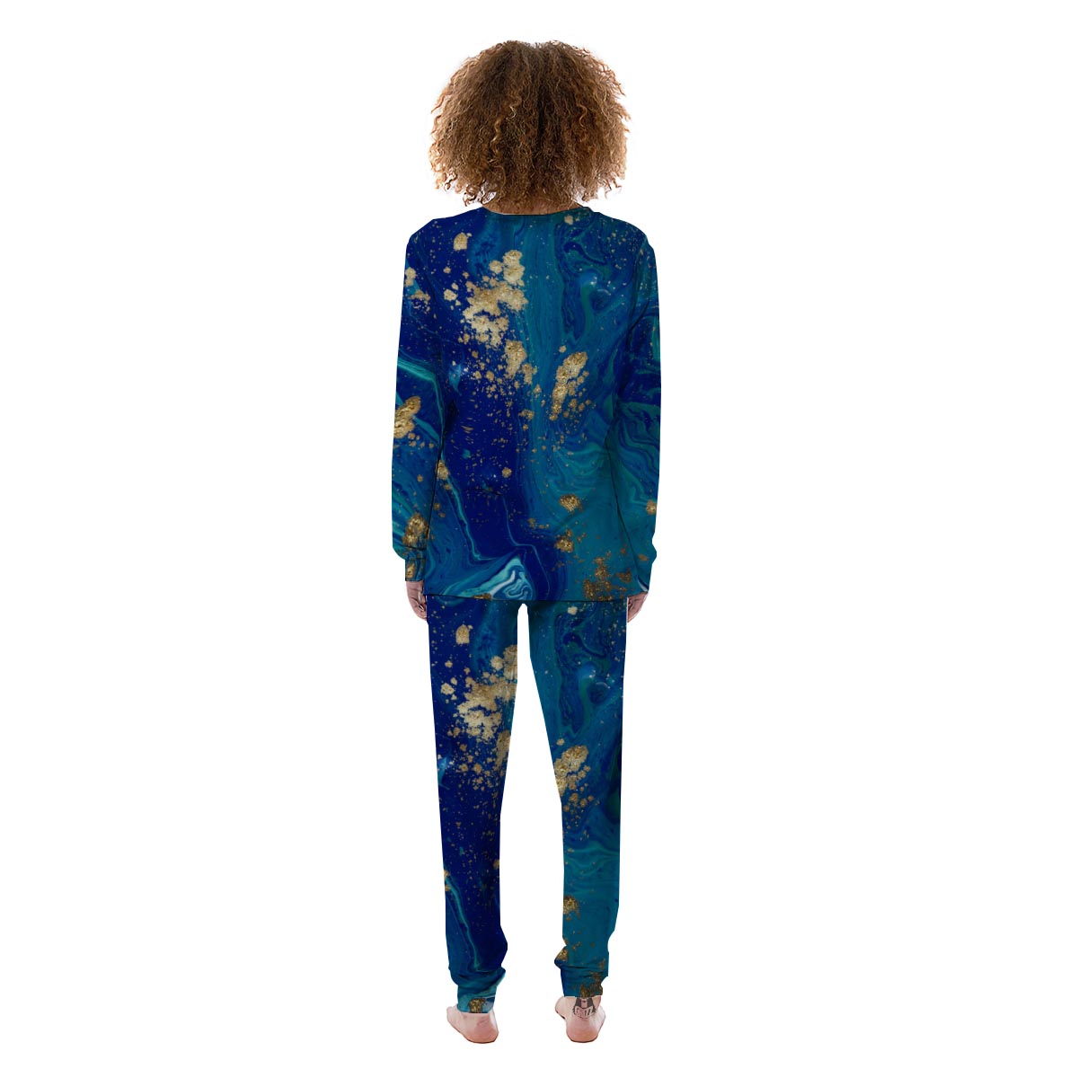 Gold Sapphire Marble Women's Pajamas-grizzshop