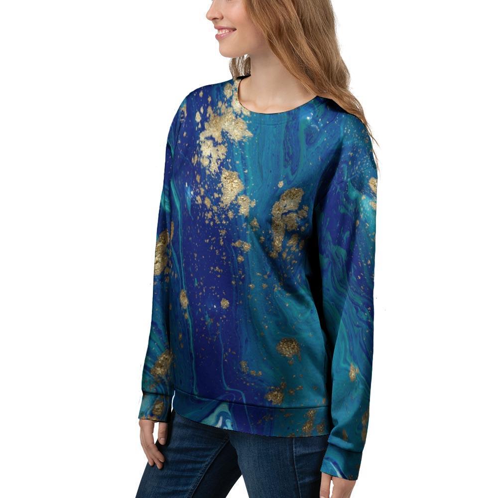 Gold Sapphire Marble Women's Sweatshirt-grizzshop