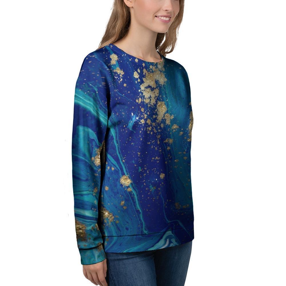 Gold Sapphire Marble Women's Sweatshirt-grizzshop