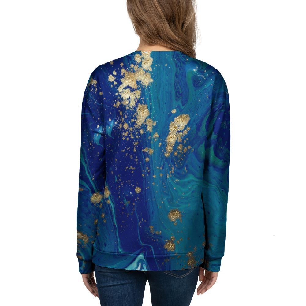 Gold Sapphire Marble Women's Sweatshirt-grizzshop