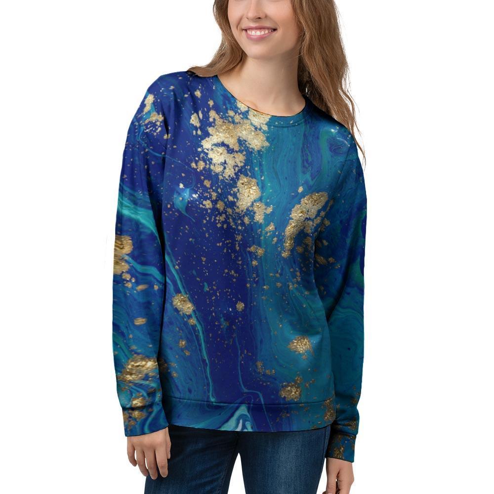 Gold Sapphire Marble Women's Sweatshirt-grizzshop