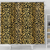 Gold Star Pattern Print Bathroom Shower Curtain-grizzshop