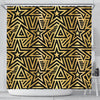 Gold Star Pattern Print Bathroom Shower Curtain-grizzshop