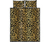 Gold Star Pattern Print Bed Set Quilt-grizzshop