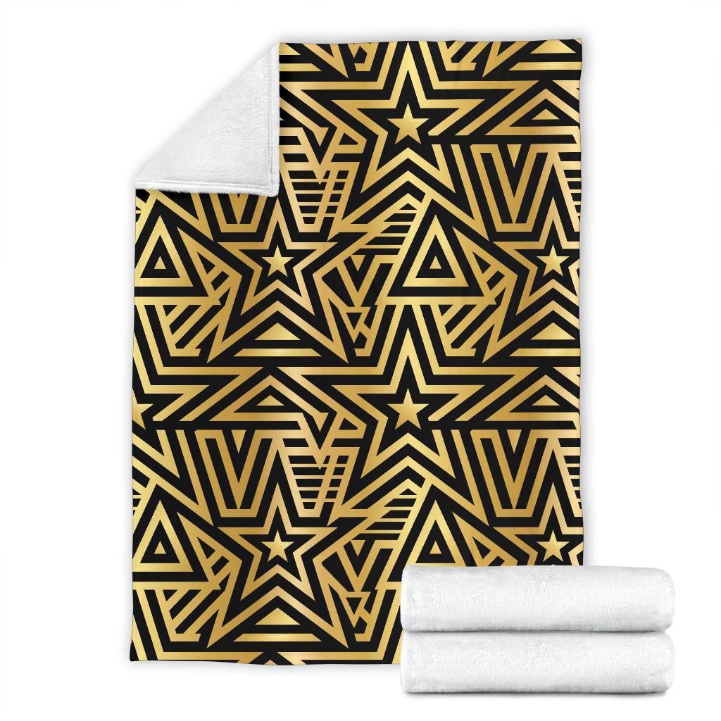 Gold Star Pattern Print Blanket-grizzshop