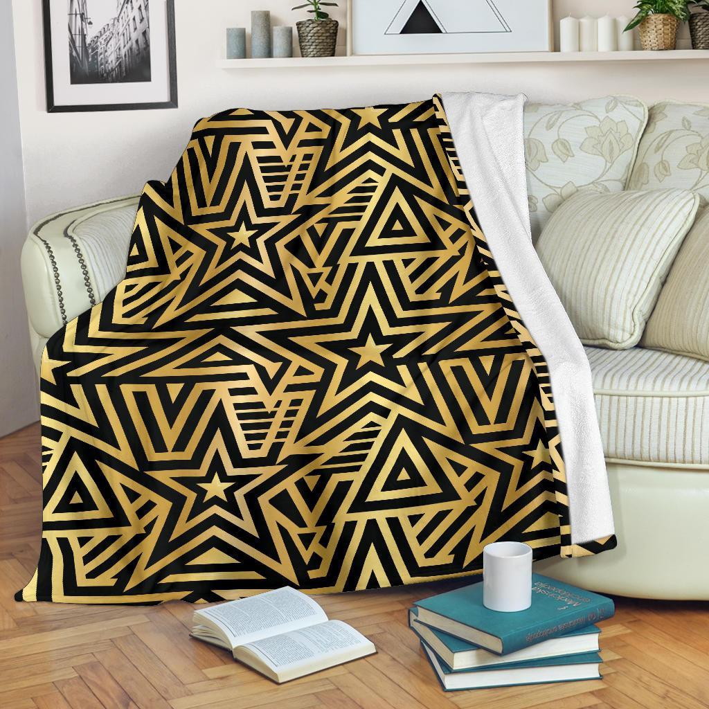 Gold Star Pattern Print Blanket-grizzshop