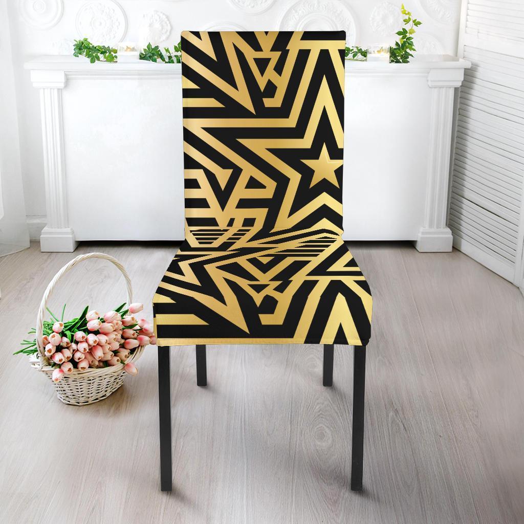 Gold Star Pattern Print Chair Cover-grizzshop