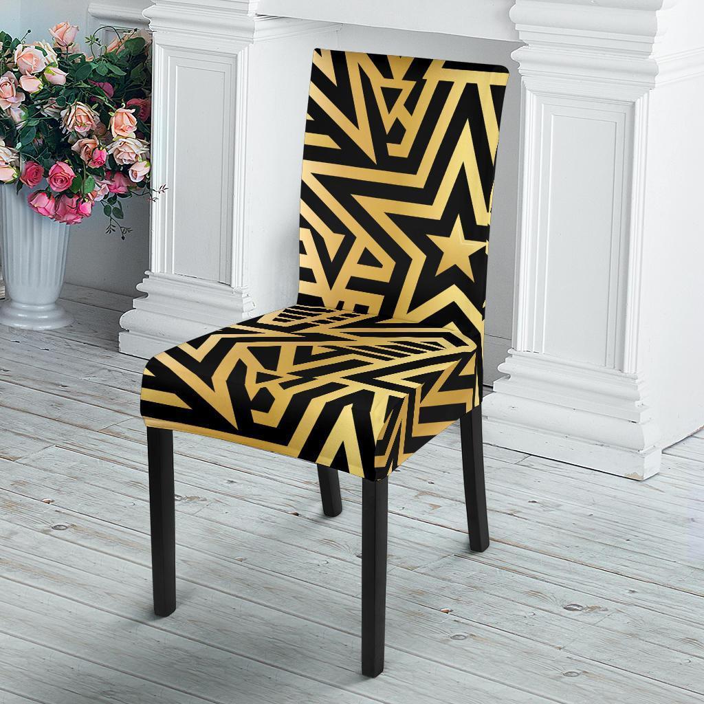 Gold Star Pattern Print Chair Cover-grizzshop