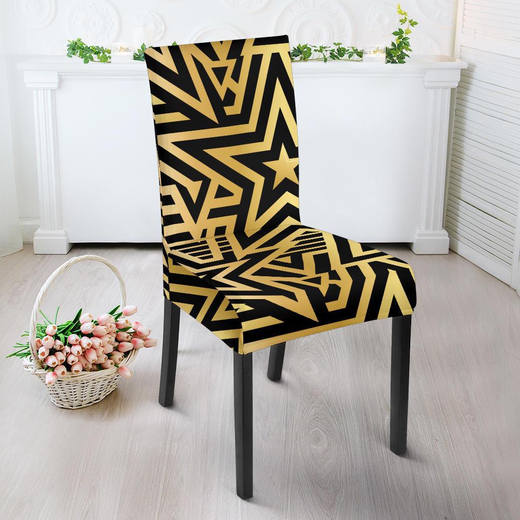 Gold Star Pattern Print Chair Cover-grizzshop