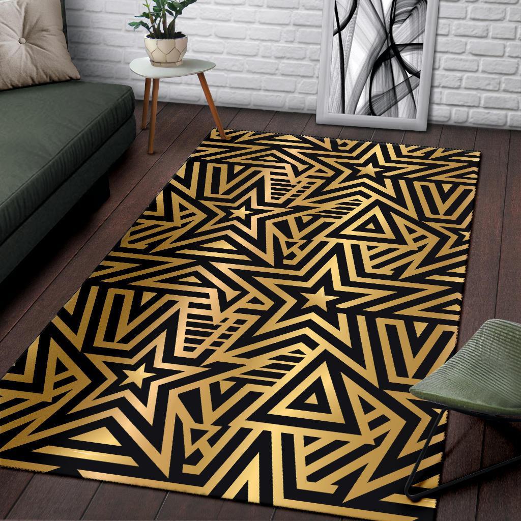 Gold Star Pattern Print Floor Mat-grizzshop